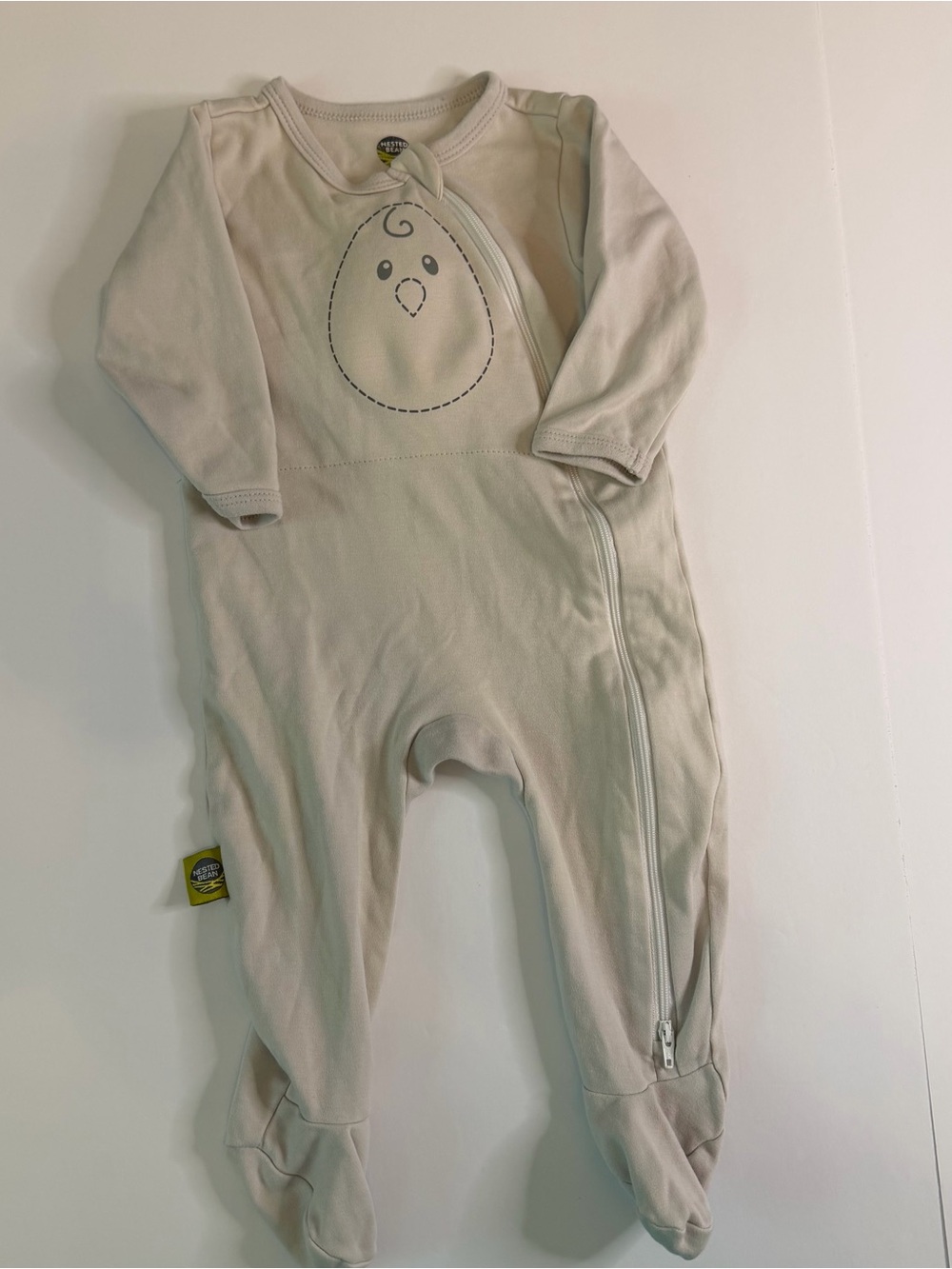 Nested Bean Baby Footed Sleeper Pajamas Chick Print 6-12M Medium Beige